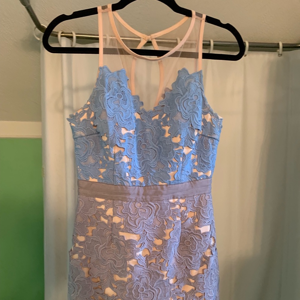 Nordstrom Cocktail Wedding Dress - Blue & Beige
